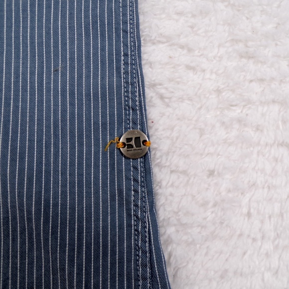 Boss Orange HUGO BOSS Men's long Sleeved striped dress shirt Size M Dark Blue - Picture 5 of 12